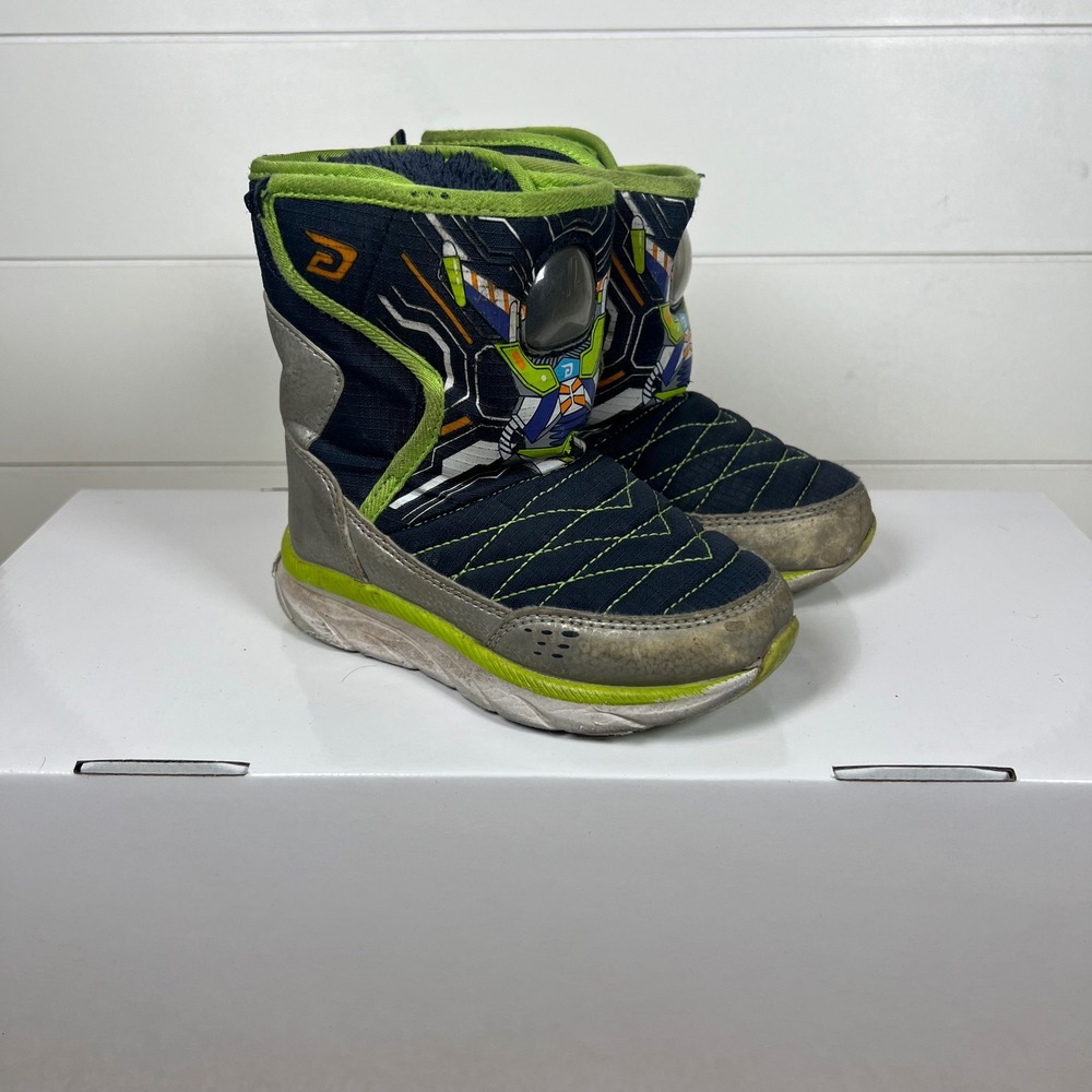 Dream Pairs Toddler Boys Snow Boots Blue Green Robot Winter SDSB2308K Size 9
